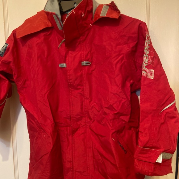 VINTAGE TRIBORD DECATHLON RED HOODED RAIN JACKET HOODIE COLD WINTER SNOW SZ 8 - Picture 3 of 13